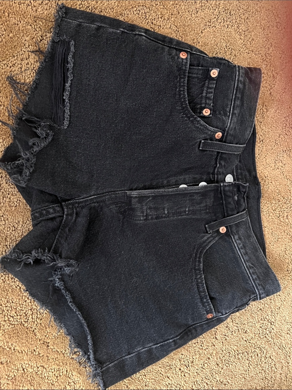 Levi's Black Frayed Denim Cutoff Shorts